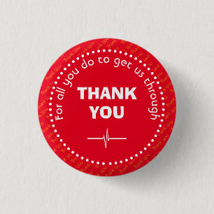 THANK YOU Health Worker Customizable Supporter RED Button