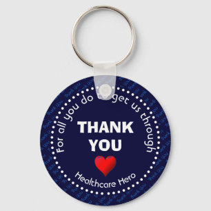 THANK YOU Healthcare Hero Custom NAVY Keychain
