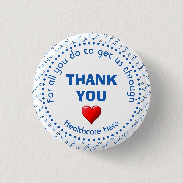 THANK YOU Healthcare Hero Customizable Button (Front)