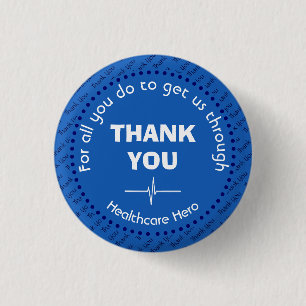 THANK YOU Healthcare Hero Customizable NHS BLUE Button