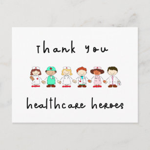 Thank You Healthcare Heroes Hand Drawn Postcard