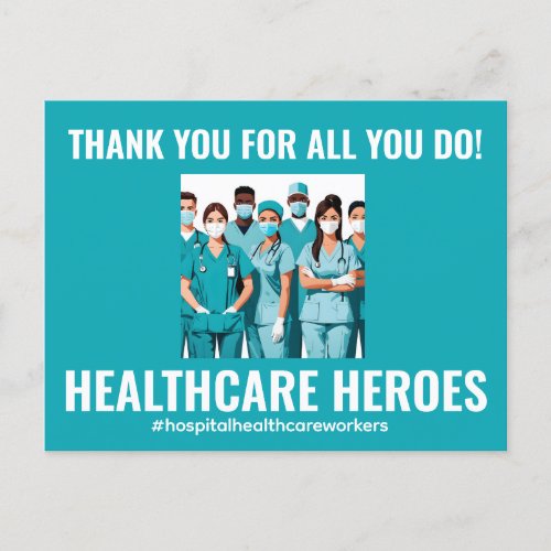 Thank You HealthCare Heroes Nurse Doctor Postcard