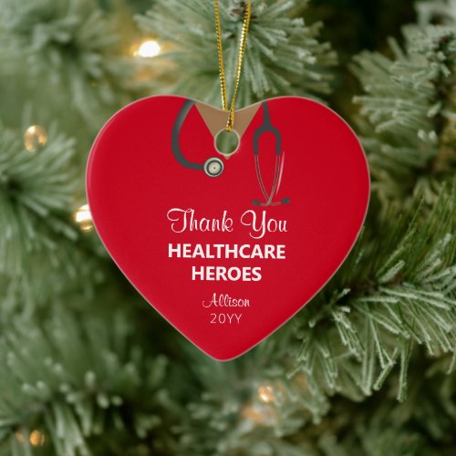 Thank You Healthcare Heroes Scrub Top Personalized Ceramic Ornament