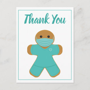 Thank You Healthcare Nurse Doctor Gingerbread Man Postcard