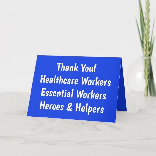 Thank You!  Healthcare Workers Essential card (Front)