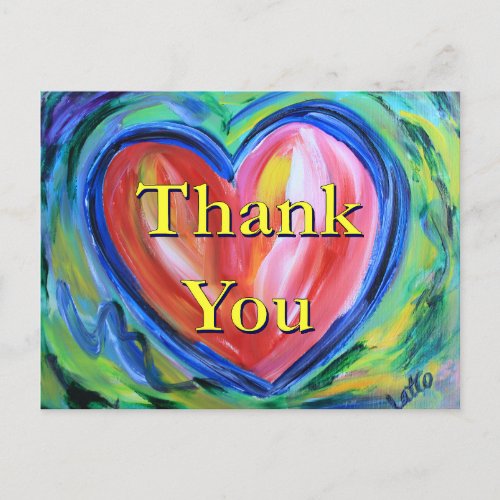 Thank You Heart Art Postcard