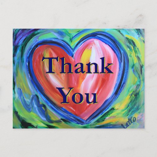 Thank You Heart Art Postcard
