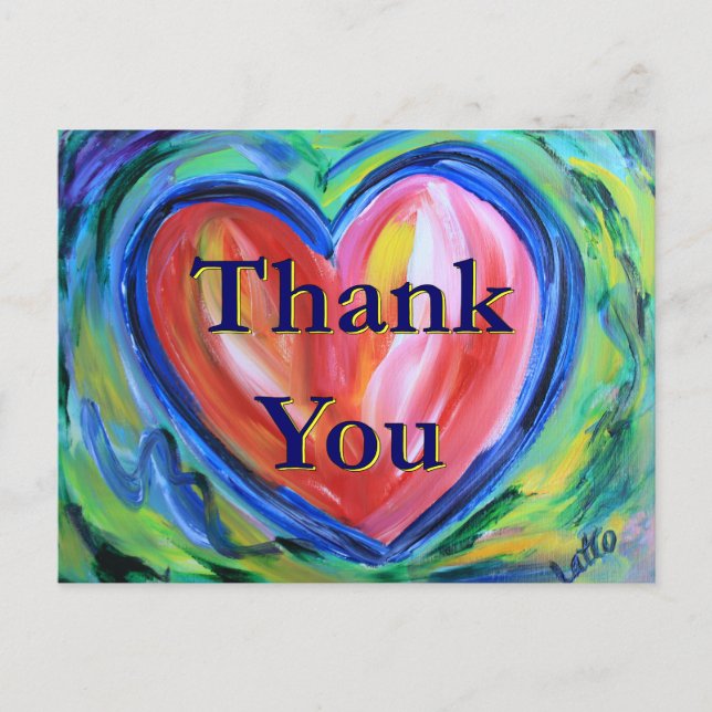 Thank You Heart Art Postcard (Front)