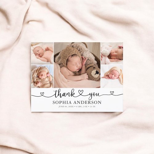 Thank You Heart Baby Photo Announcement Postcard