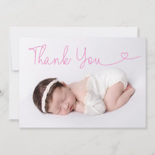 Thank You Heart Baby Photo Birth Announcement 