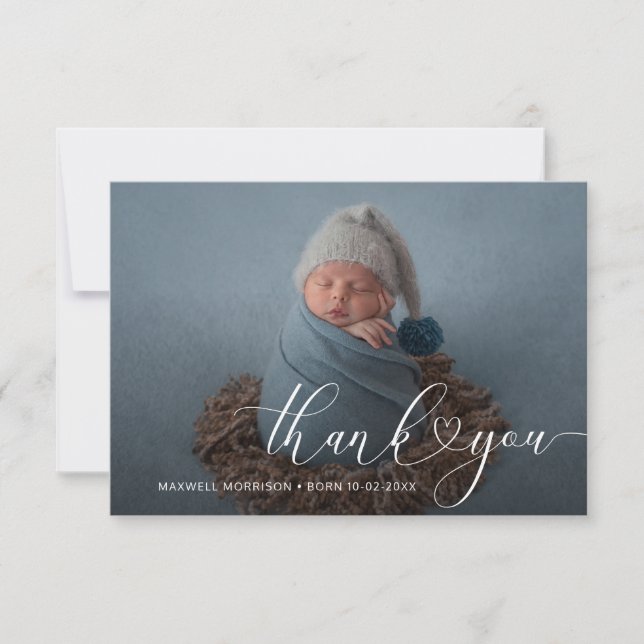 Thank you heart birth announcement card (Front)