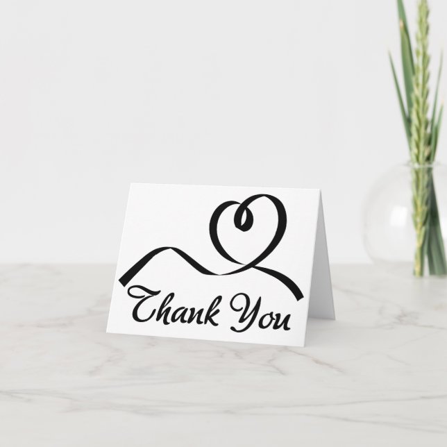 Thank You Heart Black And White Wedding Love Card (Front)