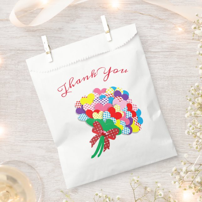 Thank You Heart Bouquet Favor Bag (Clipped)