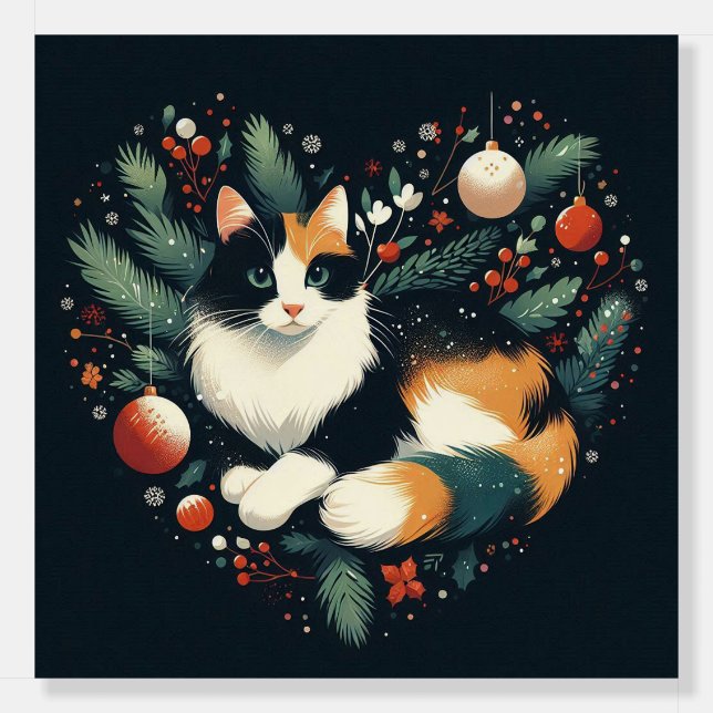 Thank You Heart Calico Christmas Wreat Foam Board (Front)