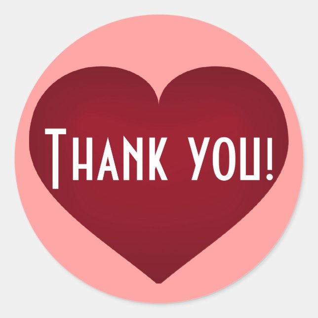 Thank you heart classic round sticker (Front)