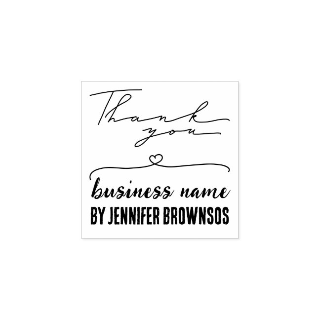 Thank you heart cute mini rubber stamp
