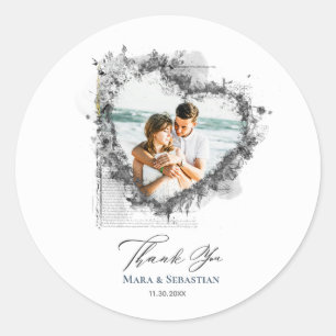 *~* THANK YOU Heart ephemera AR18 Elegant Wedding Classic Round Sticker