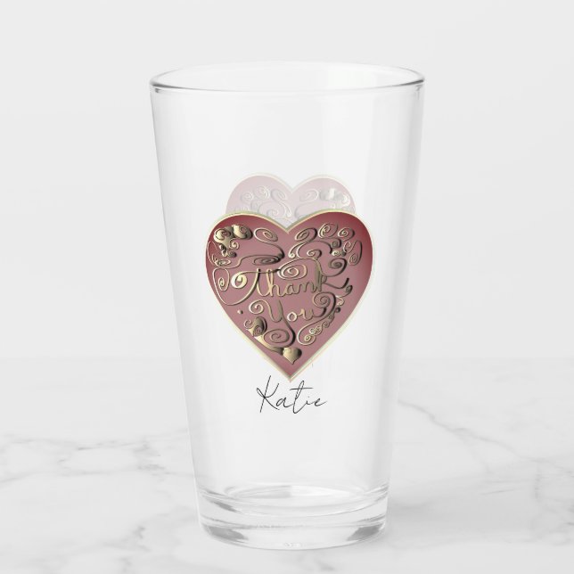 "Thank you" Heart Glass Cup (Back)