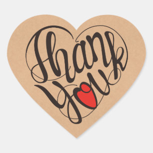 Thank you & heart in 17 langs as heart shapes sticker
