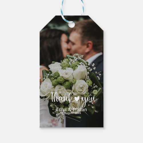 Thank you heart Minimalist Wedding Photo Gift tag 