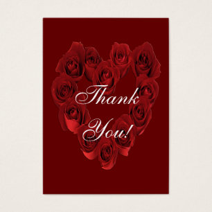 Thank You - Heart of Red Roses - Small Card Thanks