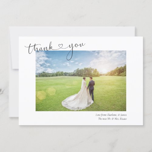 Thank You Heart Photo Personalized Wedding Card