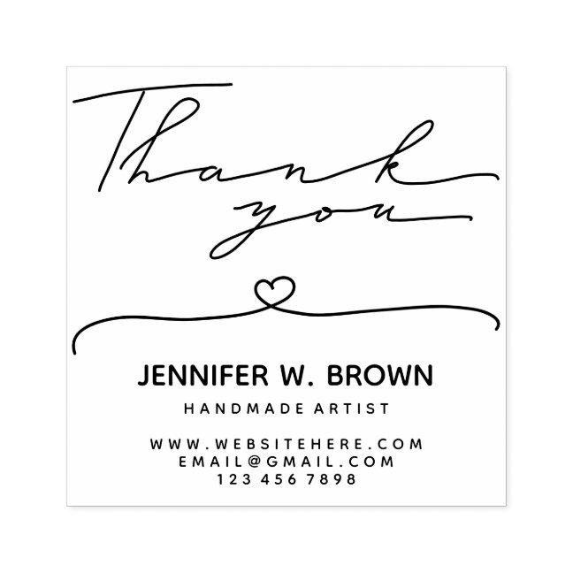 Thank you heart rubber stamp