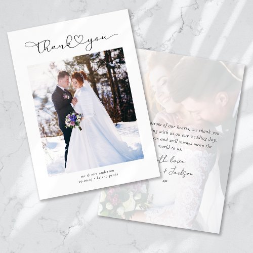 Thank You Heart Script Wedding Photo