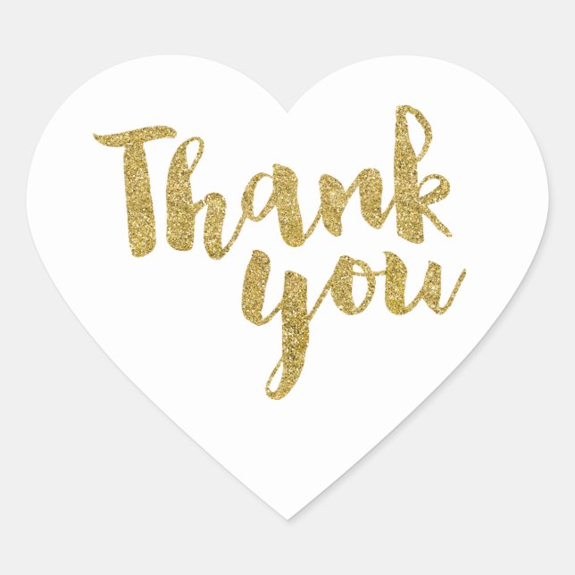THANK YOU HEART SEAL modern script gold glitter (Front)