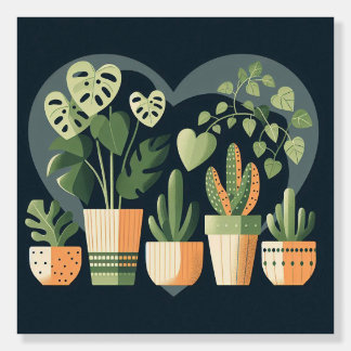 Thank You Heart Shaped Green Potted Plants Foam Board