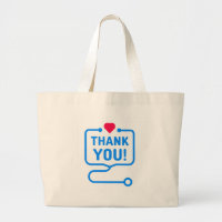 Thank You | Heart Stethoscope Large Tote Bag