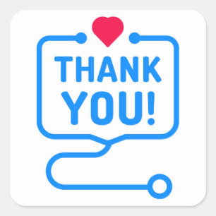 Thank You Heart Stethoscope Square Sticker