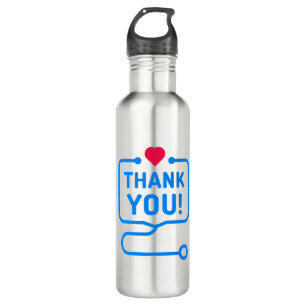 Thank You   Heart Stethoscope Stainless Steel Water Bottle