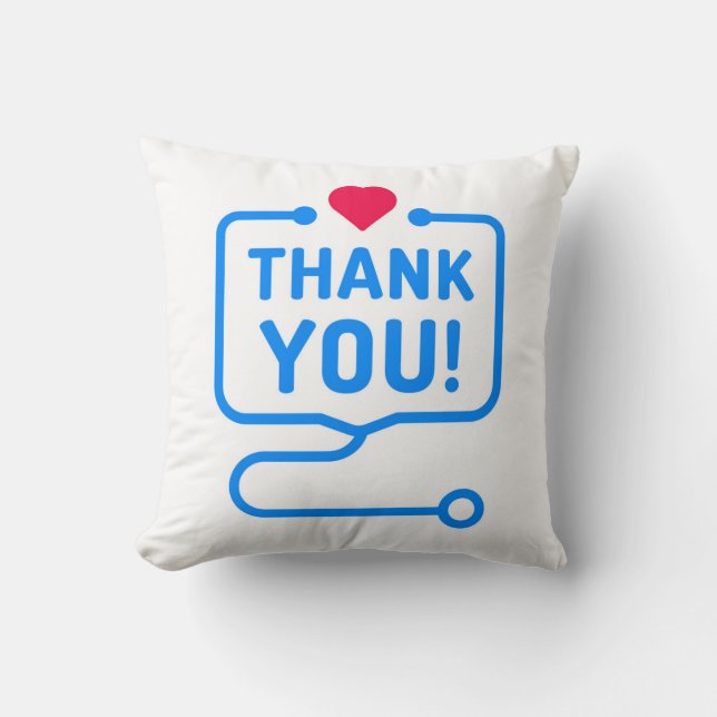 Thank You | Heart Stethoscope Throw Pillow (Front)