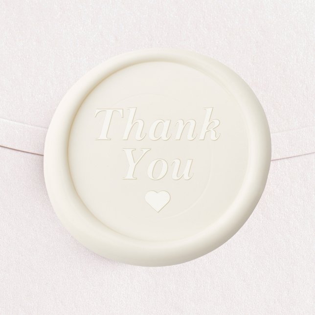 Thank You Heart Wax Seal Sticker (white thank you wax seal sticker with heart)