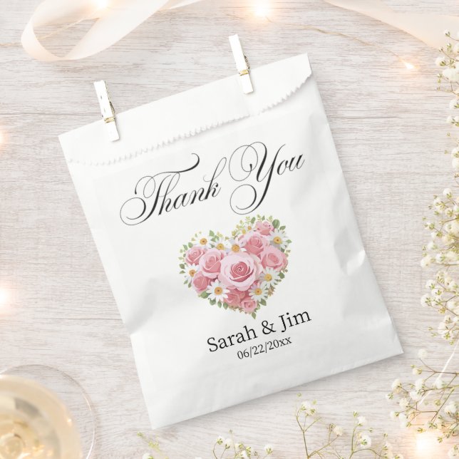 Thank you heart Wedding favor bags (Clipped)