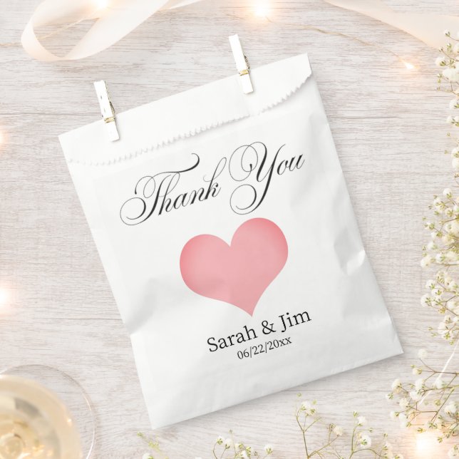 Thank you heart Wedding favor bags (Clipped)