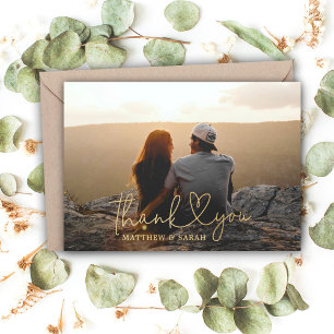 Thank You Heart Wedding Real Foil Card