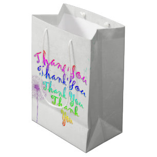 Thank You heart with dandelion Medium Gift Bag