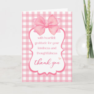 Thank You Heartfelt Gratitude Pretty Pink Bow Card