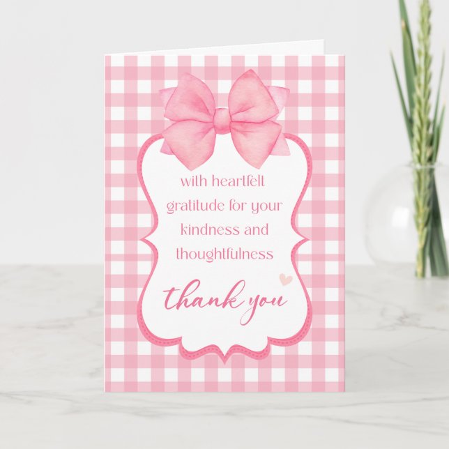 Thank You | Heartfelt Gratitude Pretty Pink Bow Card (Front)