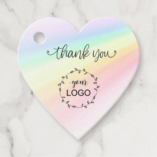 *~* Thank You Hearts Branding Business Rainbow Favor Tags