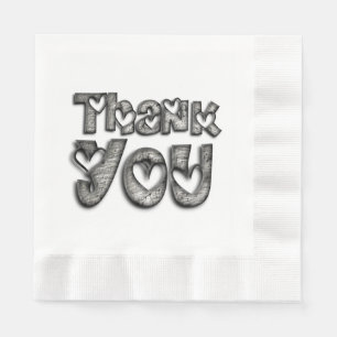 Thank You Hearts Funny Typography Napkins