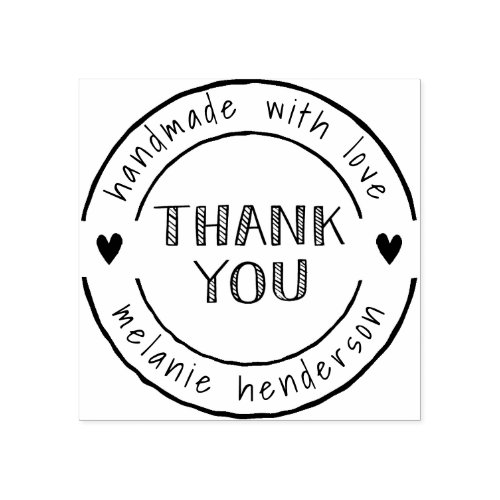 Thank You  Hearts Handmade With Love Personalized Rubber Stamp