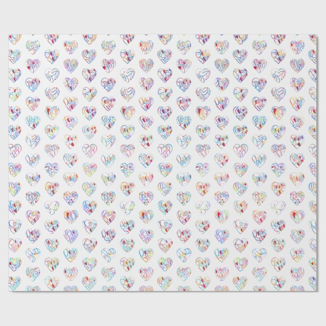Thank you & hearts in 44langs as DC♡shaped pattern Wrapping Paper (Flat)
