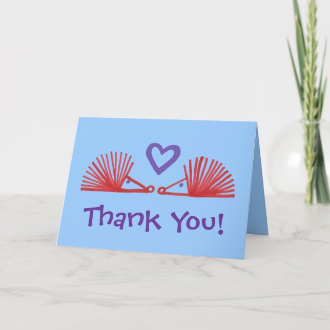 Thank You! - Hedgehogs with Heart Letterpress Thank You Card (Front)