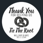 Thank You Help Tie The Knot Pretzel Wedding Favor Classic Round Sticker<br><div class="desc">Add this sticker to your pretzel wedding favors for a personalized touch.</div>