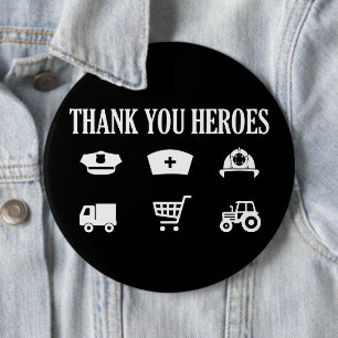 Thank You Heroes   First Responders Button