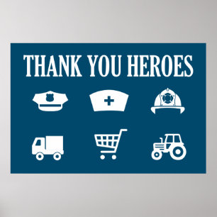 Thank You Heroes First Responders Poster