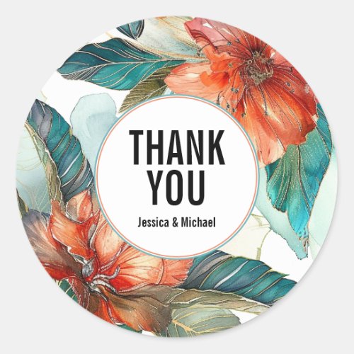 Thank you Hibiscus Serenade Paradise Classic Round Sticker